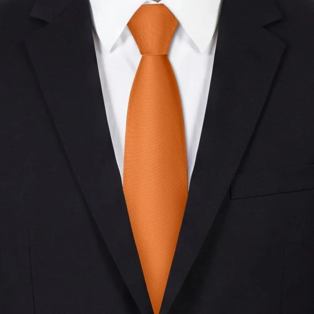 Men's Orange Solid Pure Color Formal 3.15